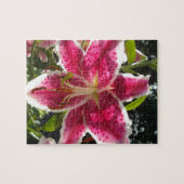 Rosa Lilien Rosa tropische Blume Rosa Blüten Puzzle (Horizontal)