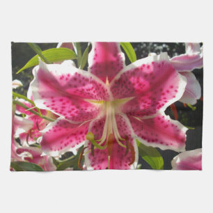 Rosa Lilien rosa tropische Blumen rosa floral Küchentuch