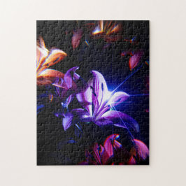 Rosa Lilien Spiegelung mit Lichtstrahlen Puzzle