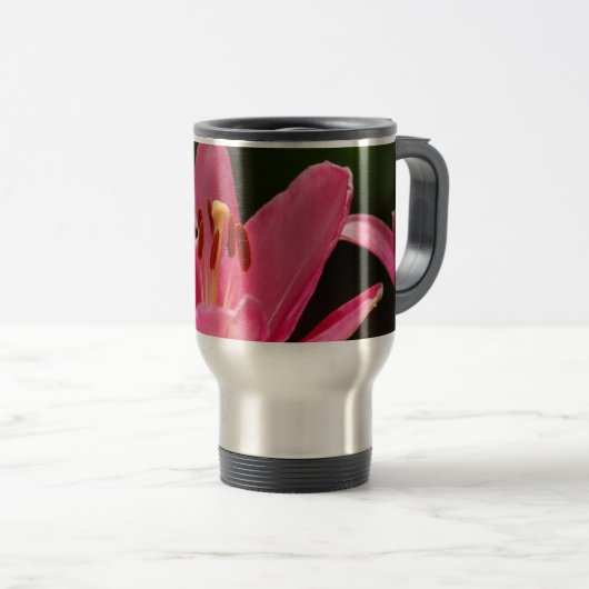 Rosa Lilien-Tasse Reisebecher (VorderseiteRechts)