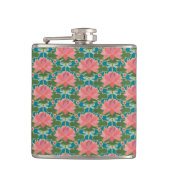 Rosa Lilien und Libellen Hip Flask Flachmann (Vorderseite)