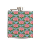Rosa Lilien und Libellen Hip Flask Flachmann (Vorderseite)
