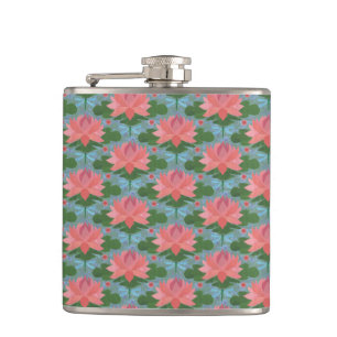 Rosa Lilien und Libellen Hip Flask Flachmann
