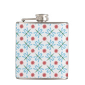 Rosa Lilien und Libellen Hip Flask Flachmann (Vorderseite)