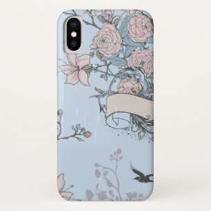 Rosa Lilien und Rose im asiatischen Stil auf Blue Case-Mate iPhone Hülle