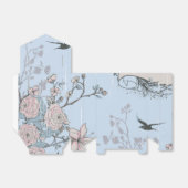 Rosa Lilien und Rose im asiatischen Stil auf Blue Geschenkschachtel (Ungefaltet)