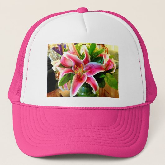 Rosa Lilienhut Truckerkappe (Vorderseite)