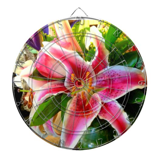 Rosa Lilienkarte Dartscheibe (vorne)