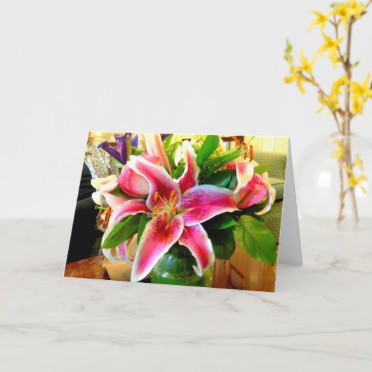 Rosa Lilienkarte Karte (Gelbe Blume)