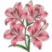 Rosa Lilienstrauß Aufkleber (Vorderseite)