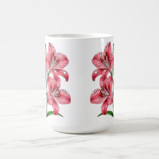Rosa Lilienstrauß Kaffeetasse (Mittel)