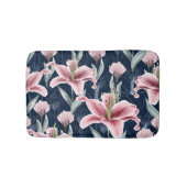 Rosa Lilly Blume Nahtloses Muster. Badematte (Vorderseite)