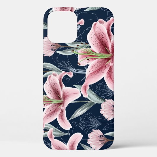 Rosa Lilly Blume Nahtloses Muster. Case-Mate iPhone Hülle (Rückseite)