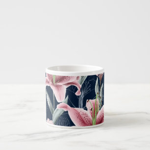 Rosa Lilly Blume Nahtloses Muster. Espressotasse