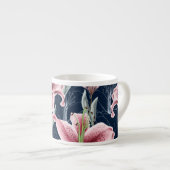 Rosa Lilly Blume Nahtloses Muster. Espressotasse (Vorderseite Rechts)