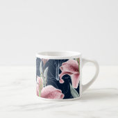 Rosa Lilly Blume Nahtloses Muster. Espressotasse (Rechts)