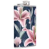 Rosa Lilly Blume Nahtloses Muster. Flachmann (Rechts)