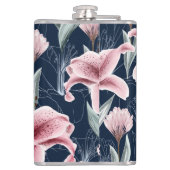 Rosa Lilly Blume Nahtloses Muster. Flachmann (Rückseite)