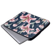 Rosa Lilly Blume Nahtloses Muster. Laptopschutzhülle (Vorne Knopf)