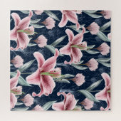 Rosa Lilly Blume Nahtloses Muster. Puzzle (Horizontal)