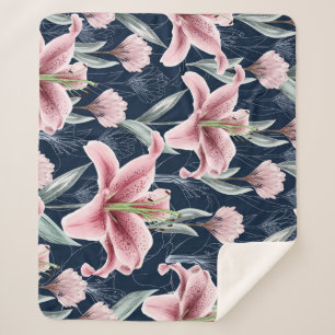 Rosa Lilly Blume Nahtloses Muster. Sherpadecke