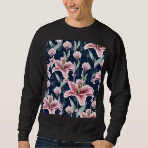 Rosa Lilly Blume Nahtloses Muster. Sweatshirt