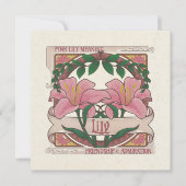 Rosa Lily-Blume bedeutet Freundschaft im Vintagen Einladung (Vorderseite)