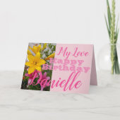 Rosa Lily Blume Happy Birthday Frauen Name Karte (Vorderseite)