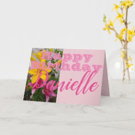 Rosa Lily Blume Happy Birthday Frauen Name Karte