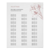 Rosa Lily Kontur Hochzeitstabelle Poster (Vorderseite)