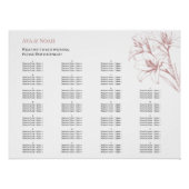 Rosa Lily Kontur Hochzeitstabelle Poster (Vorderseite)