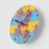 Rosa Lily Lilien Art Oma Name Dekoration Runde Wanduhr (Winkel)