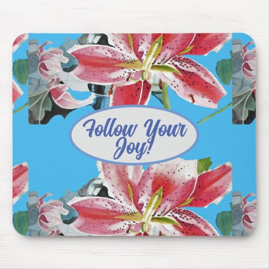 Rosa Lily Lilien Blumen Blau Deine Freude Gel Mou Mousepad (Vorne)