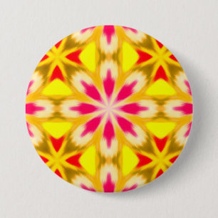 Rosa Limette Gelb Orange Tie Dye Mandala Nahtlos  Button
