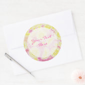 Rosa Limonade-Aufkleber "Dein Text" rund Runder Aufkleber (Umschlag)