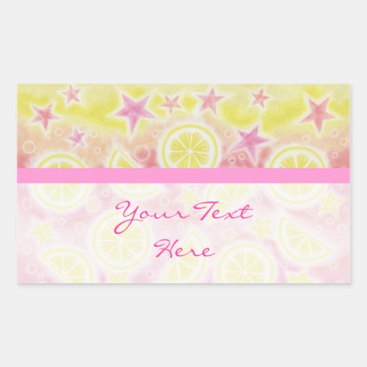 Rosa Limonade "Dein Text" Aufkleber Rechteck Strei (Vorderseite)