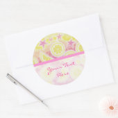 Rosa Limonade "Dein Text" Aufkleber rund Streifen (Umschlag)