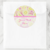 Rosa Limonade "Dein Text" Aufkleber rund Streifen (Tasche)