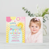 Rosa Limonade Einladung Sunshine Erstgeburt (Stehend Vorderseite)