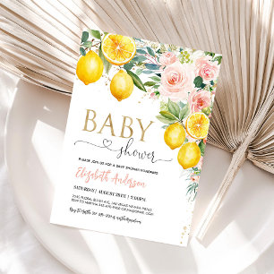 Rosa Limonade Florale Babyparty-Einladung Einladung