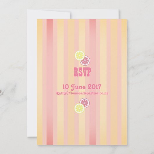 Rosa Limonade-Geburtstag Einladung (Rückseite)