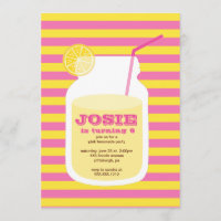 Rosa Limonade-Geburtstags-Party Einladung
