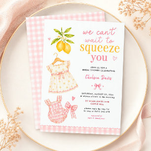 Rosa Limonade Gingham-Wasserfarbe Baby Mädchen Einladung