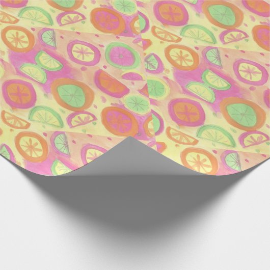 Rosa Limonade-Muster Geschenkpapier (Ecke)