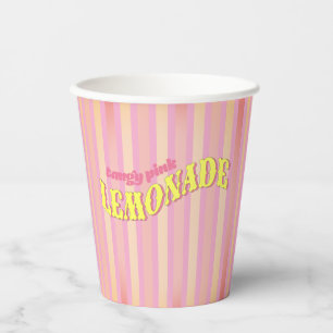 Rosa Limonade Vintage Ombre gestreifte Sommerparty Pappbecher