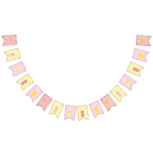 Rosa Limonade Vintage-Sodaflasche gestreift Sommer Wimpelkette