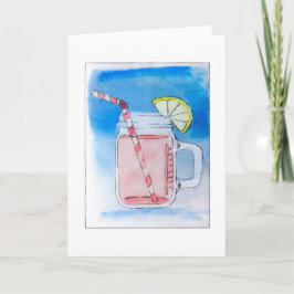 Rosa Limonade-Weckglas-Aquarell Karte