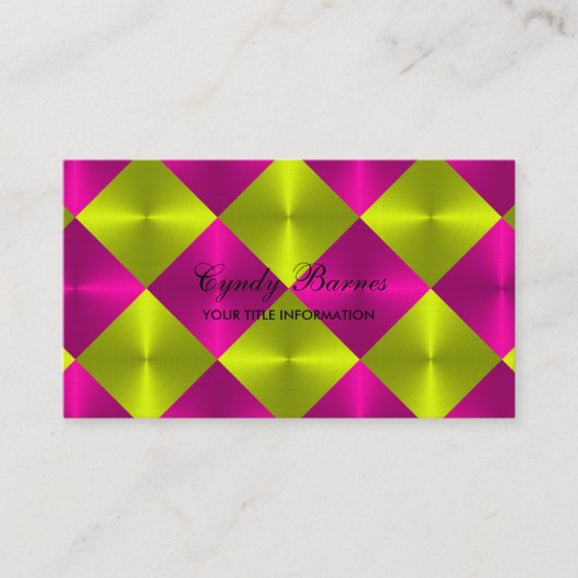 Rosa Limone Metallic Look Diamantfliesen Visitenkarte (Vorderseite)