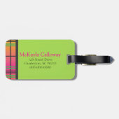 Rosa-, Limoner u. Orangekarierter Gepäck-Umbau Gepäckanhänger (Rückseite horizontal)