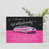 Rosa Limousine Bat Mitzvah Night Out Party Einladung (Stehend Vorderseite)